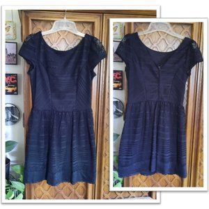 3/$15 Three Pink Hearts Short Sleeve Black Lace Skater Dress - Size 4, Small